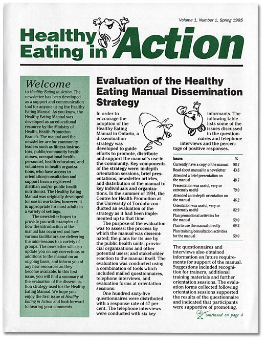 Healthy Eating in Action Volume 1, Number 1, Spring 1995 issue, 1995
