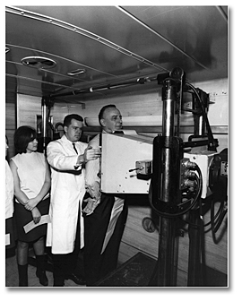 Photo: Man being tested for tuberculosis at a mobile tuberculosis testing clinic, [ca. 1955]