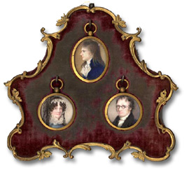 Image of three miniature portraits in a frame