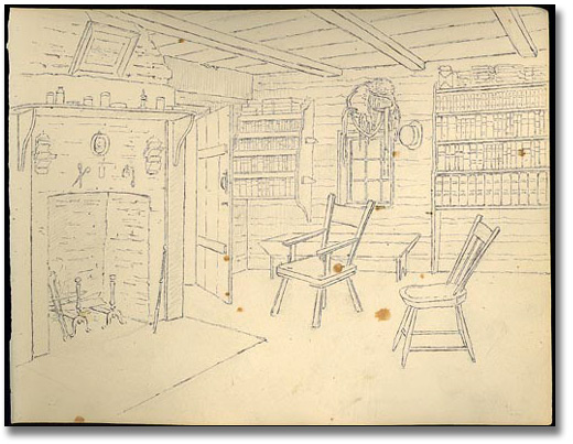 Interior of John's house [vue vers le sud], 1837