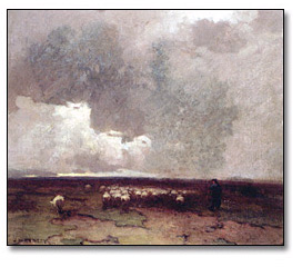 Oil on canvas: On the Moors, Laren N.H. [North Holland], 1909