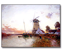 Oil on Canvas: Near Sluis ‘The Dead,’ Sunset Glow, 1901