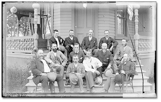 Photo: Members of the Toronto Architectural Guild meeting at the summer home of Edmund Burke, August 1888