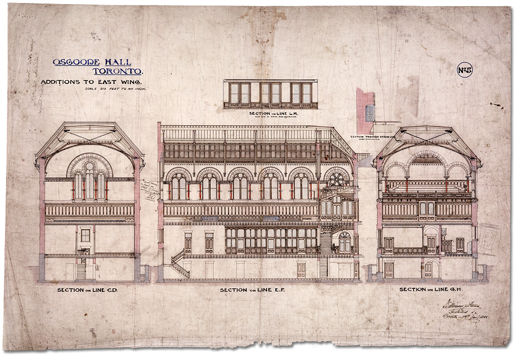 Drawing: Osgoode Hall, Additions to East Wing, 1881