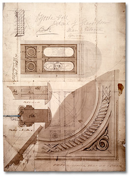 Drawing: Osgoode Hall, detail of glass door main entrance, [ca. 1860]