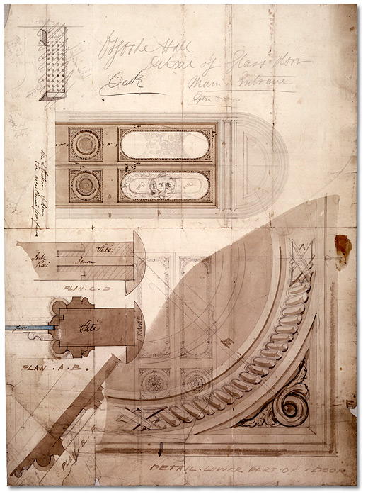 Dessin : Osgoode Hall : détail de la porte en verre, entrée principale, [vers 1860]