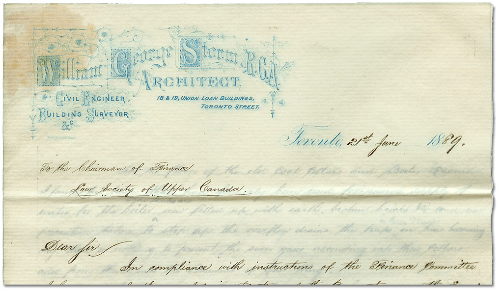 En-tête de lettre de William Storm, 1889