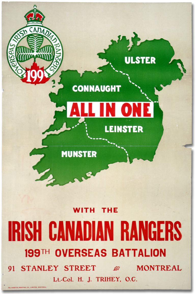 War Poster - Recruitment: All in One with the Irish Canadian Rangers [Canada], [between 1914 and 1918]
