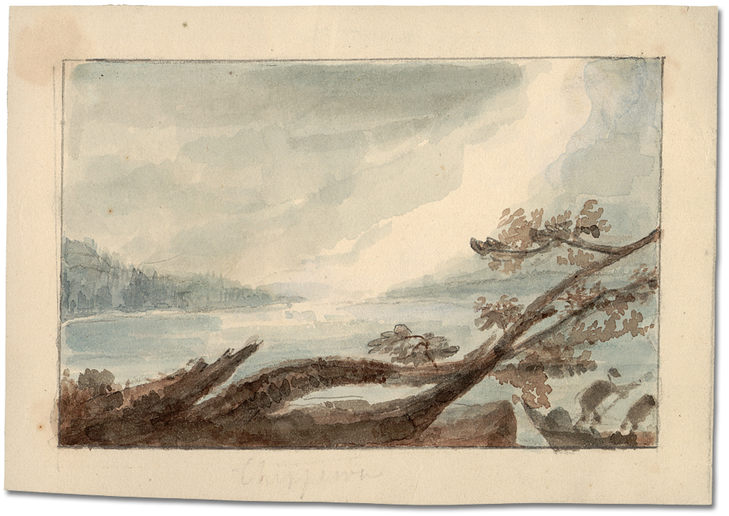 Lavis sur papier : Chippiwa - The spray of Niagara Falls, [vers 1795]