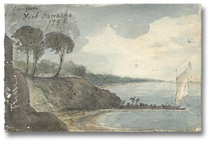 Watercolour: View From York Barracks, 1796 (detail)
