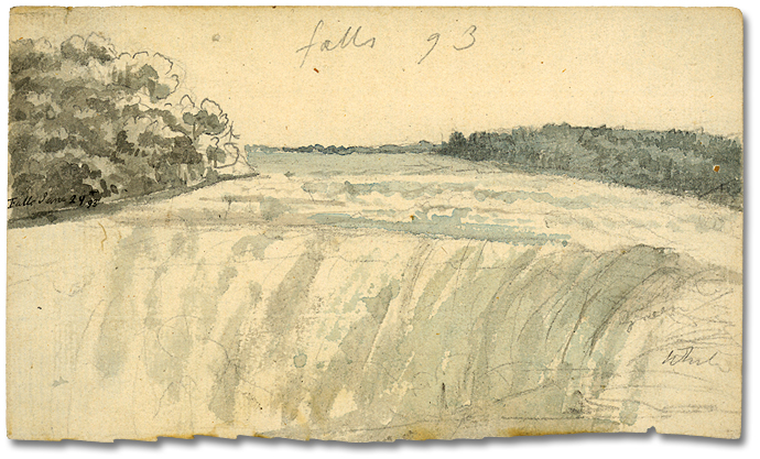 Watercolour: View of the falls, June 29, 1793 (detail)