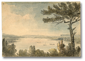 Watercolour: Cootes paradise from hill, June 11, 1796 (detail)