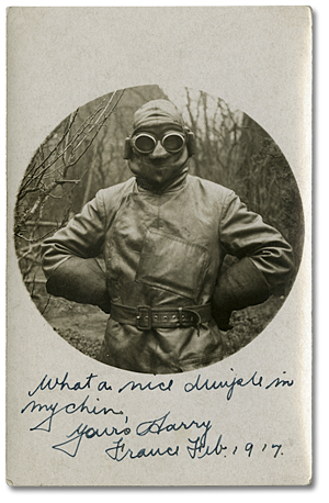 Portrait of Harry Mason in France, wearing his pilot uniform, February 1917