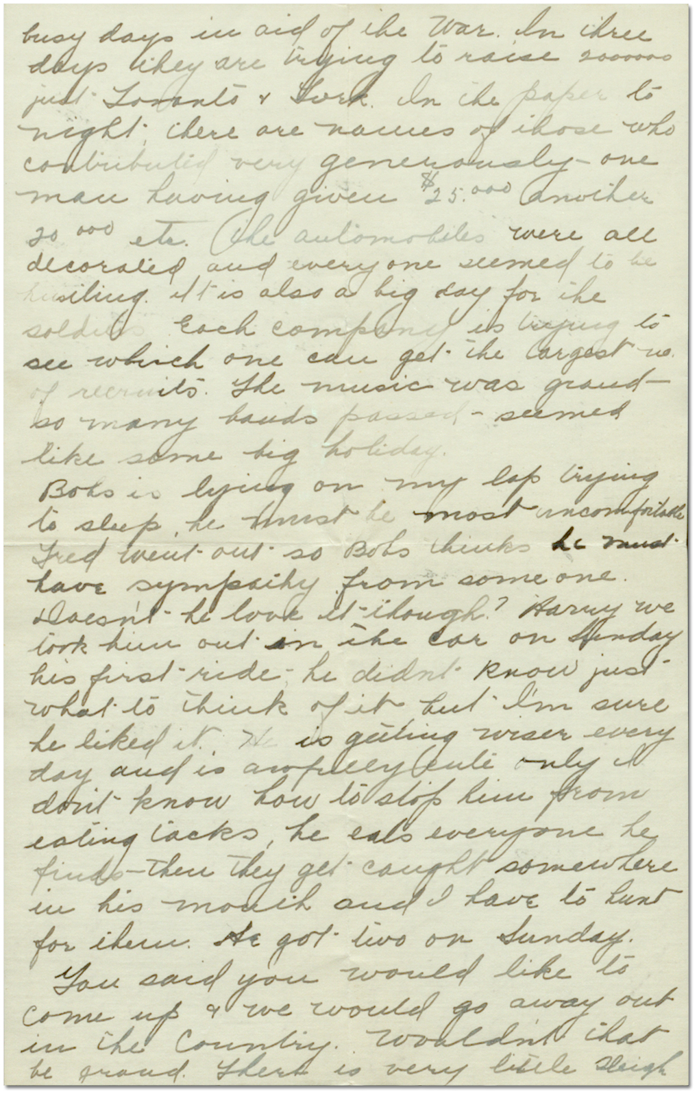 Lettre de Sadie Arbuckle à Harry Mason , le 25 janvier 1916