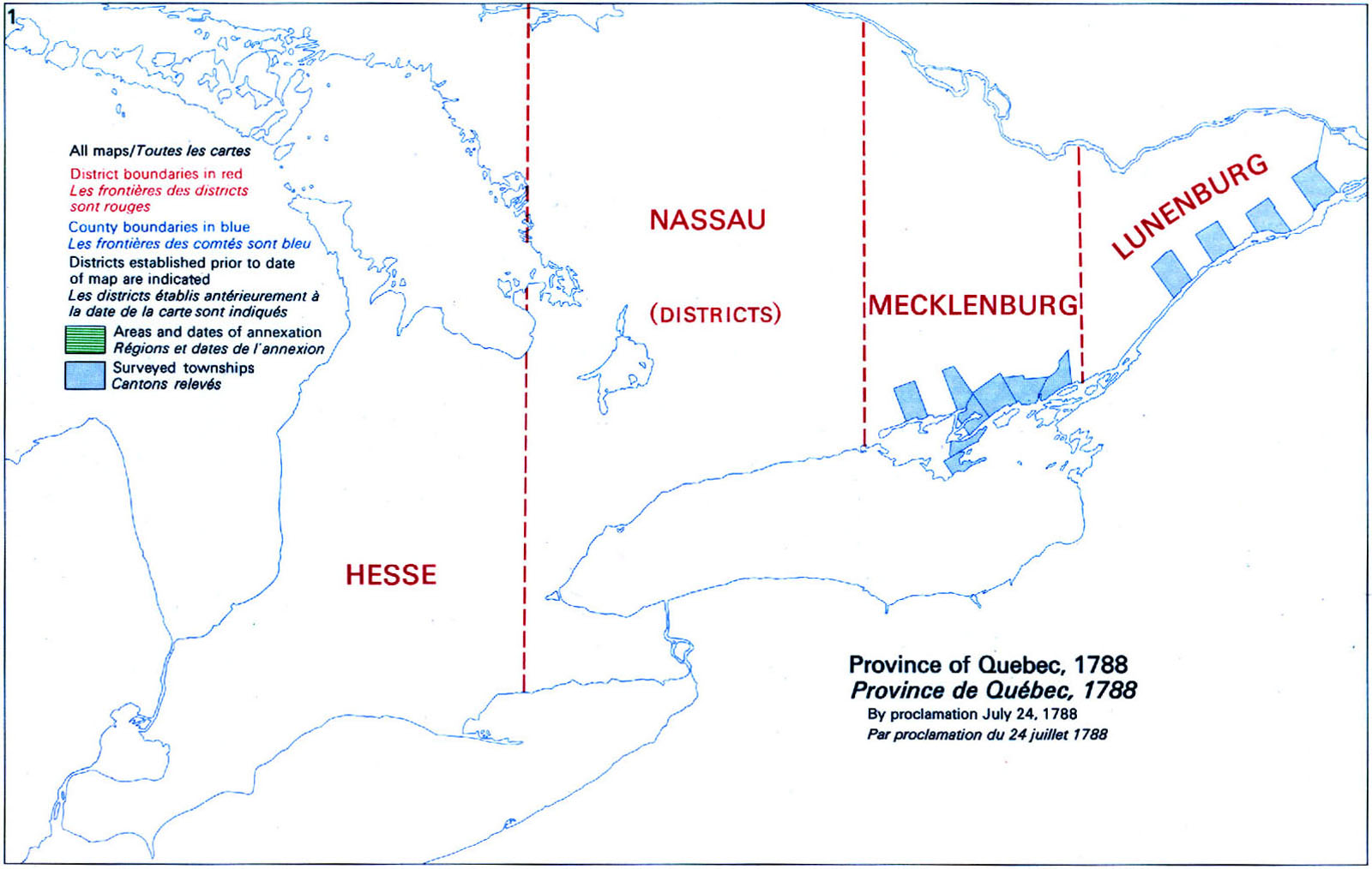 Large scale map of Ontario's districts - 1788