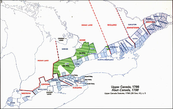 Map of Ontario Districts - 1798