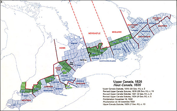 Map of Ontario Districts - 1826