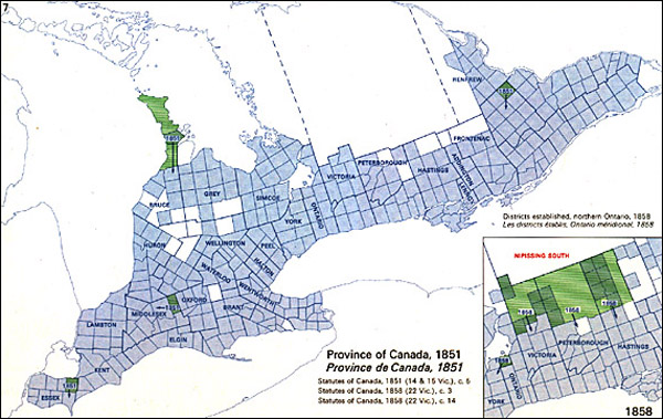 Map of Ontario Districts - 1851