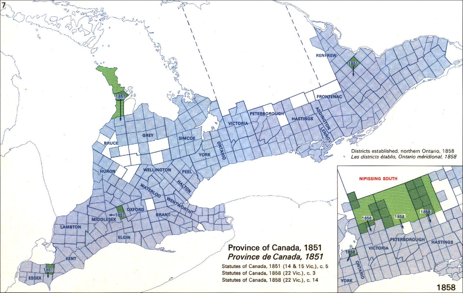 Large scale map of Ontario's districts - 1851