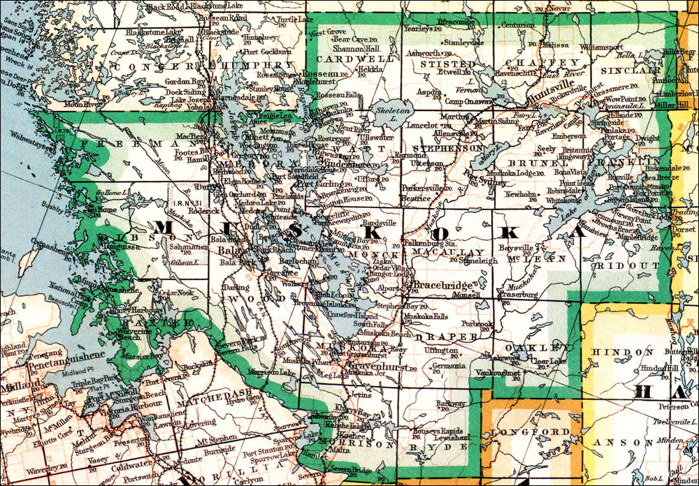 Large scale map of District of Muskoka