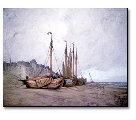 huile sur toile : Fishing Boats, Heyst-sur-Mer, [s.d.]