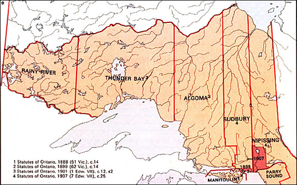 Map of Northern Ontario Districts - 1907