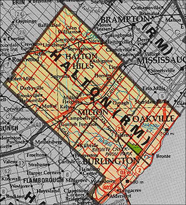 Map of Regional Municipality Halton