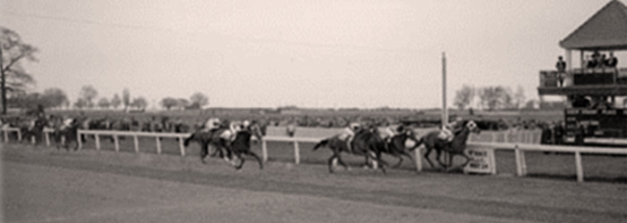 Horse racing at the old Woodbine racetrack, 1941 banner