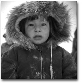 Black and photograph of Aboriginal Child looking towards camera
