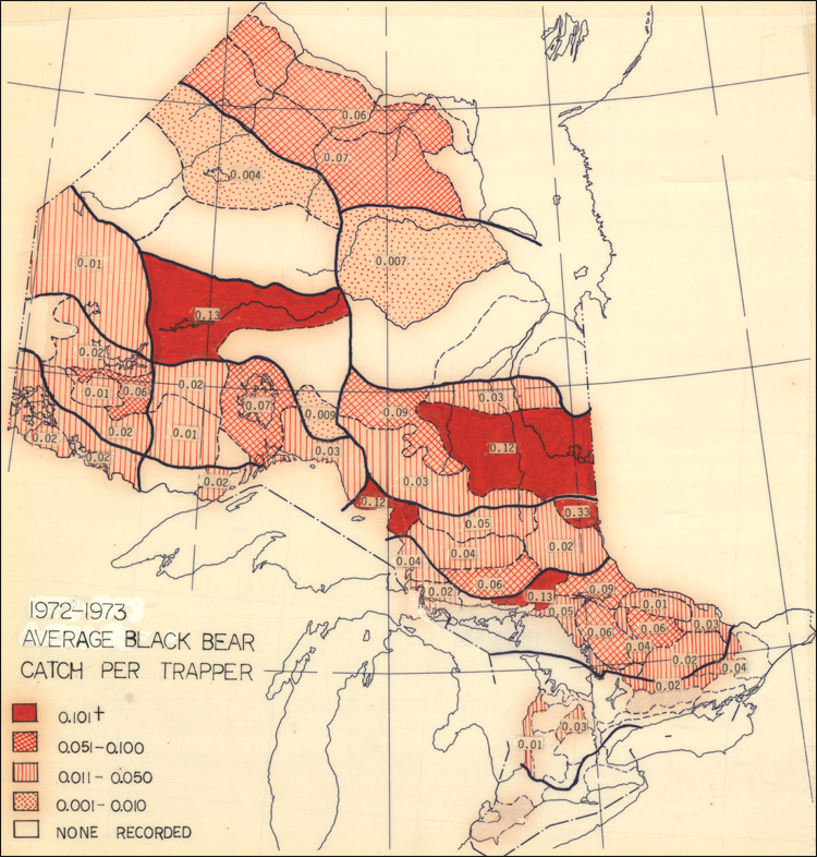 Ministry of Natural Resources, 1972-1973 Average Black Bear Catch Per Trapper