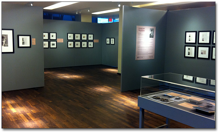 Photograph showing panels and showcases from the exhibit