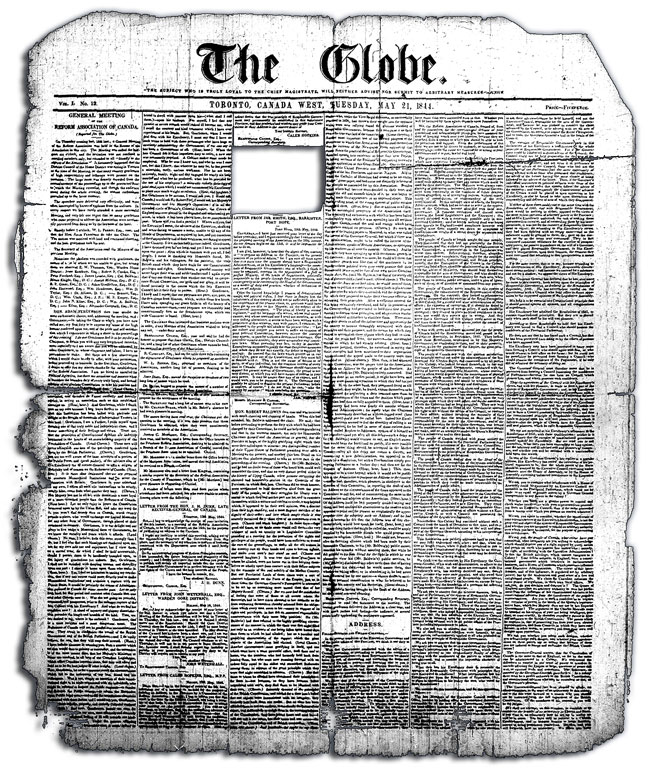 Page d'accueil de The Globe, 21 May 1844 