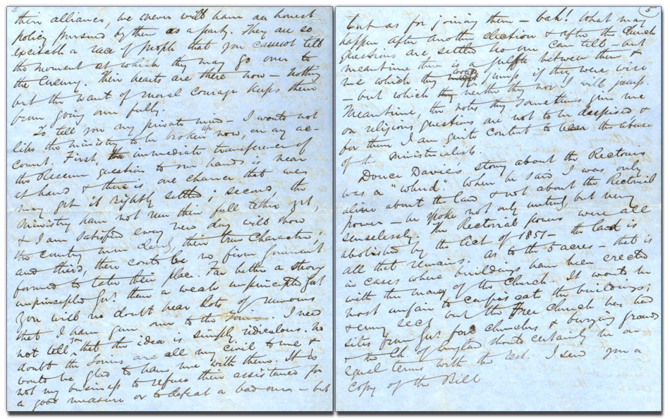 Lettre de George Brown à Archibald Young, 22 mars 1853