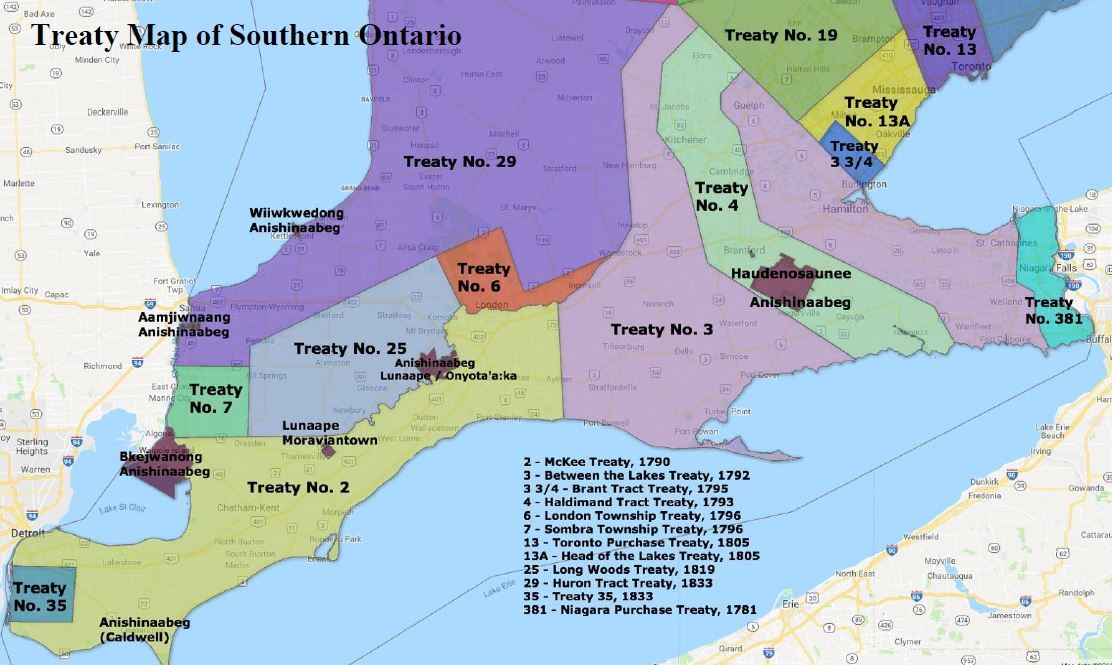Carte de l’Ontario montrant les zones et leur traité respectif