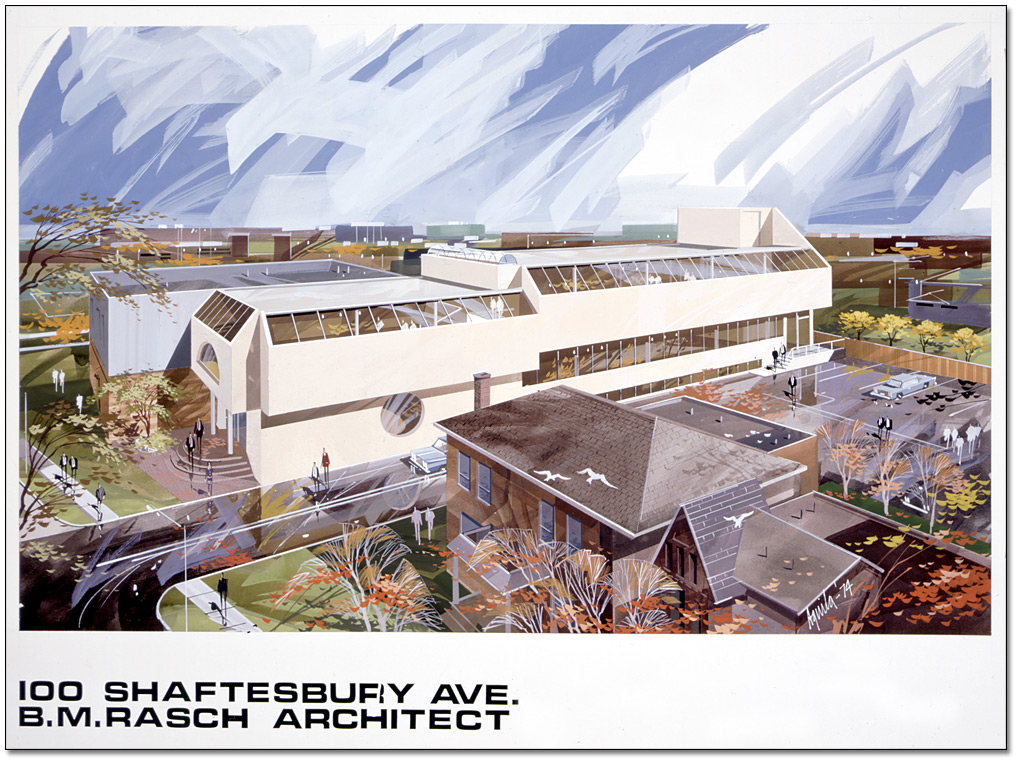 Aquarelle : Proposal for addition and alterations to existing office building -- 100 Shaftesbury Avenue, Toronto, Ont., 1974