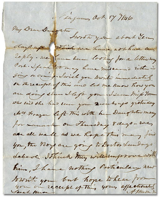 Lettre d'Andrew Heron, 17 octobre 1846