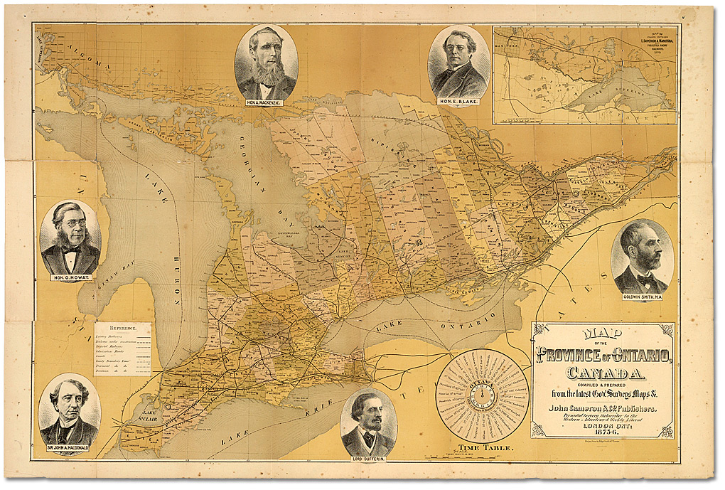 Map of the Province of Ontario, Canada,1875-1876