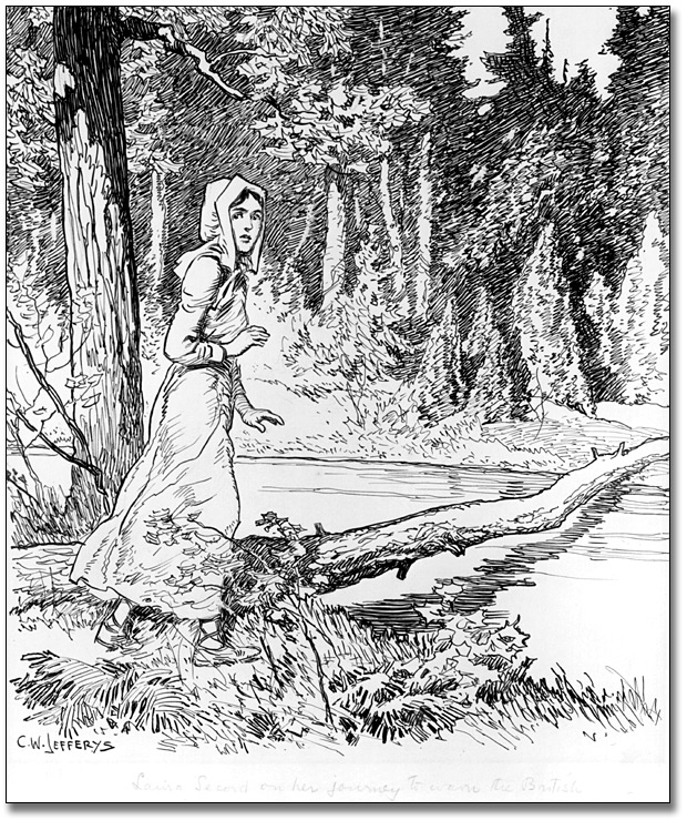 Dessin : Laura Secord on her Journey to Warn the British, [vers 1921]
