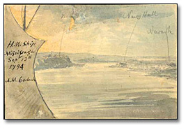 Aquarelle : His Majesty's Ship Mississauga; Niagara, Navy Hall, Newark Aquarelle : His Majesty's Ship Mississauga; Niagara, Navy Hall, Newark