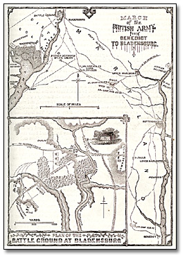 Illustration: March of the British Army from Benedict to Bladensburg Illustration: March of the British Army from Benedict to Bladensburg