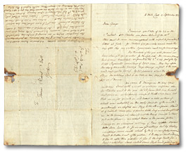 Lettre de Thomas G. Ridout (4 Mile Creek) à son frère, George Ridout, 4 septembre 1813 (Pages 1 et 4) Lettre de Thomas G. Ridout (4 Mile Creek) à son frère, George Ridout, 4 septembre 1813 (Pages 1 et 4)