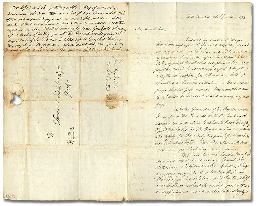 Lettre de Thomas G. Ridout à son père Thomas Ridout, 21 septembre 1813 (Pages 1 et 4)