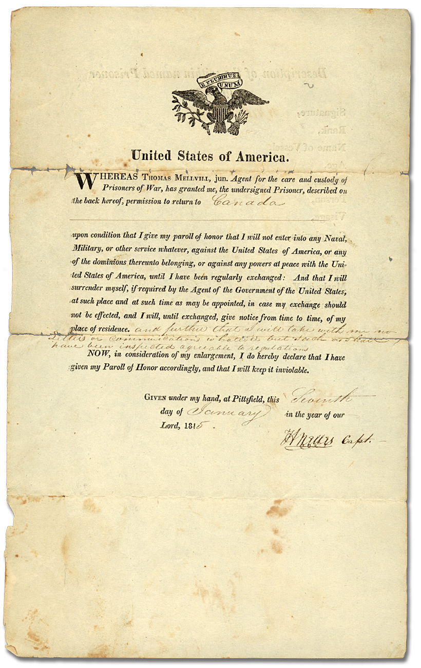 Passport of Captain Henry Nelles, January 7, 1815 [front]