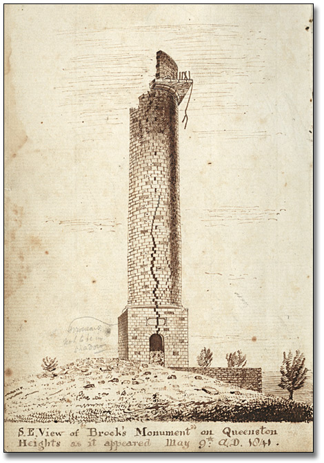 Dessin : S.E. view of Brock's Monument on Queenston Heights, [vers 1841]