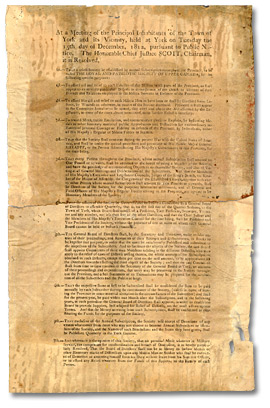 Broadsheet announcing the resolutions of the inaugural meeting of the Loyal and Patriotic Society, 1812 Broadsheet announcing the resolutions of the inaugural meeting of the Loyal and Patriotic Society, 1812