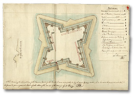 Aquarelle: Plan du Fort Détroit, 26 janvier 1812 Aquarelle: Plan du Fort Détroit, 26 janvier 1812