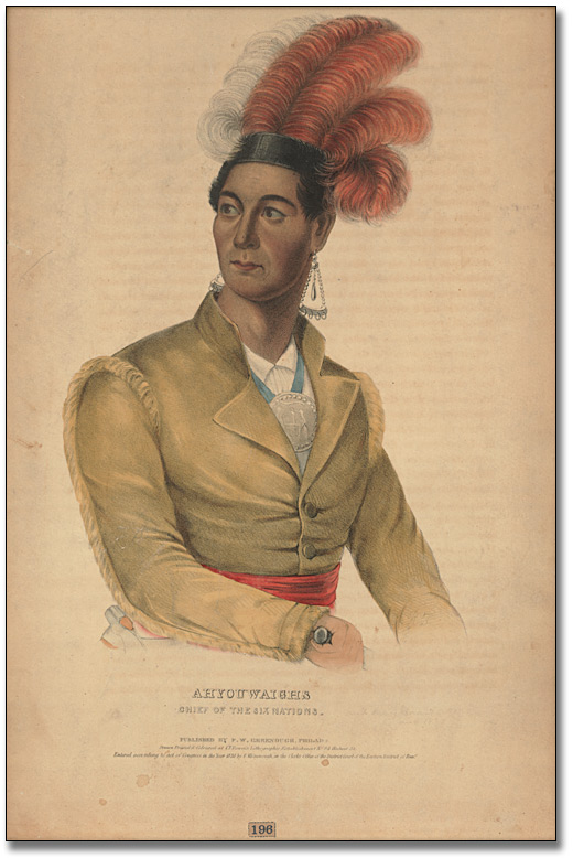 Print: Ahyouwaighs, Cheif of the Six Nations, 1836