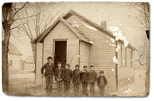 Photo: Children in front of the Marble Village Coloured School, [ca. 1900]