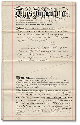 Hypothèque entre John Seggatt et  John B. Bertrand 