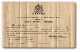 Certificat d'instructeur d'éducation physique, 1918